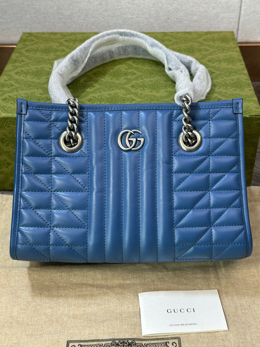 Gucci GG Marmont L Blue Tote Bag Shoulder Handbag