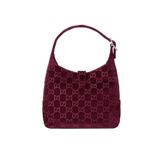 Gucci Jackie 1961 Red Velvet Lock Buckle Shoulder Handbag