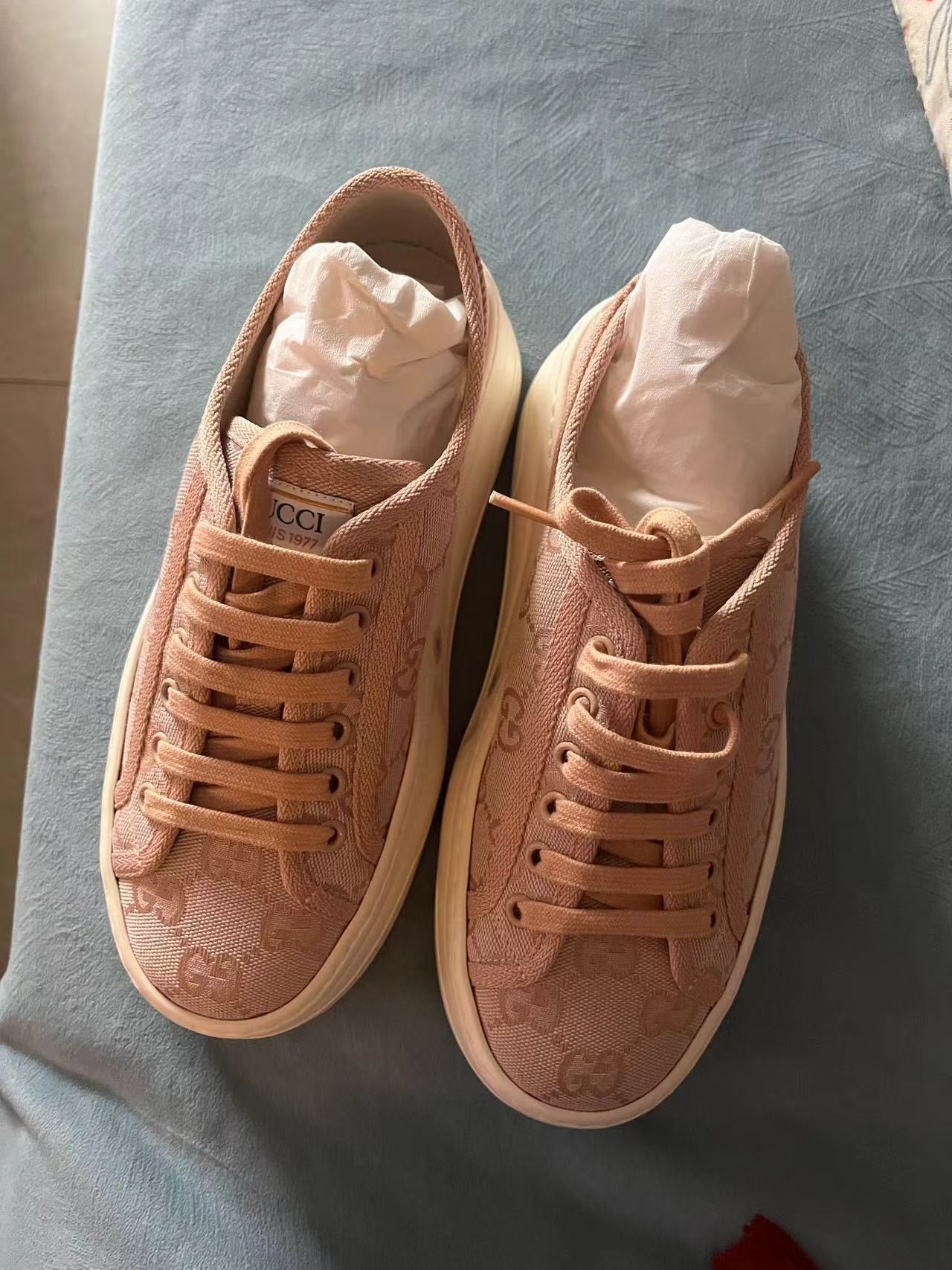 Gucci Thick Soled Lace Up Canvas Shoes EU36