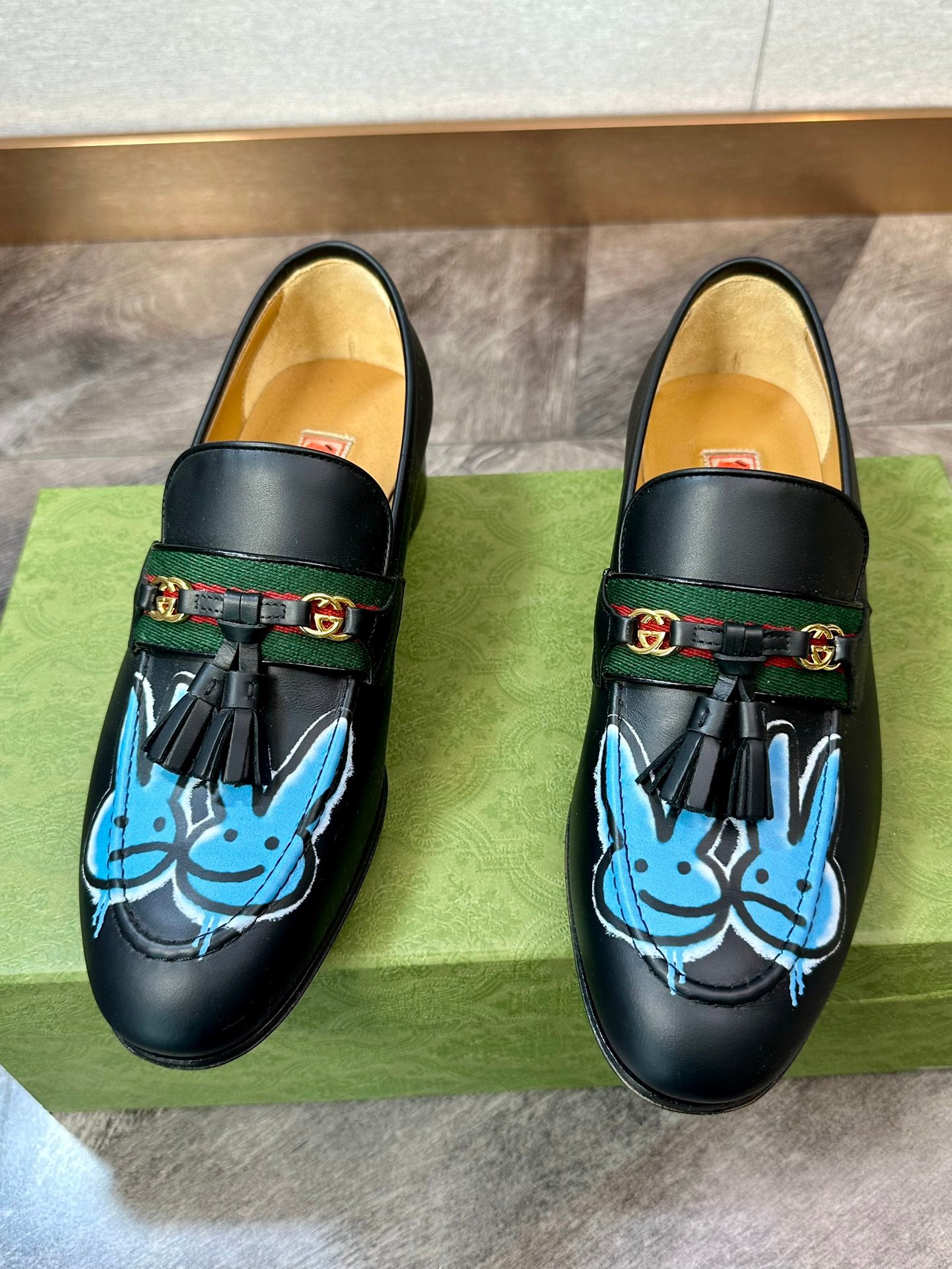 Gucci Black Graffiti Loafers