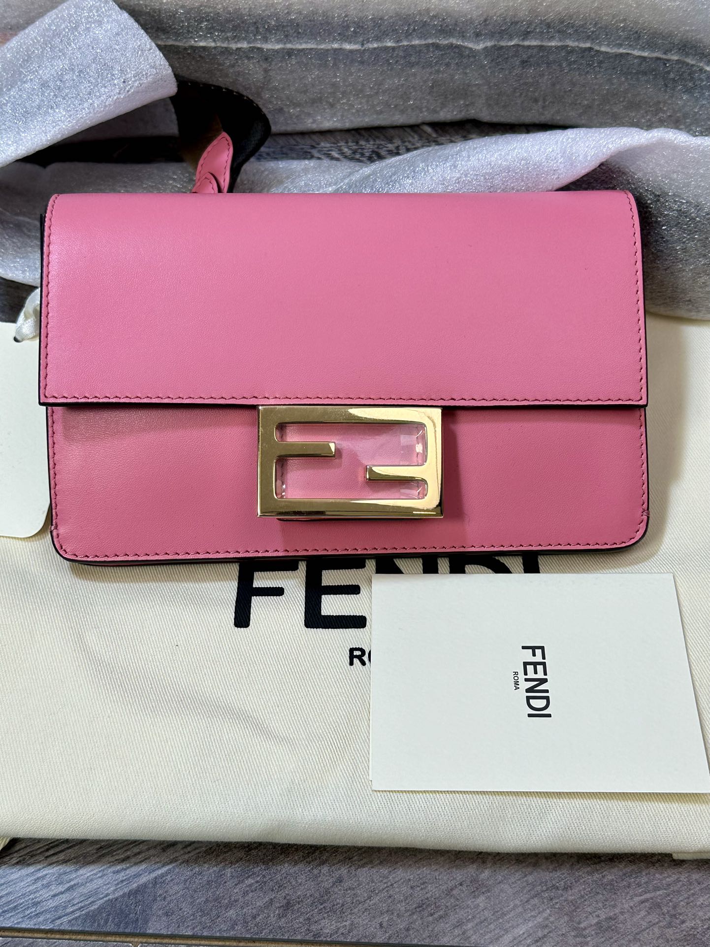 Fendi FF Baguette Striped Woven Strap Shoulder Crossbody Bag