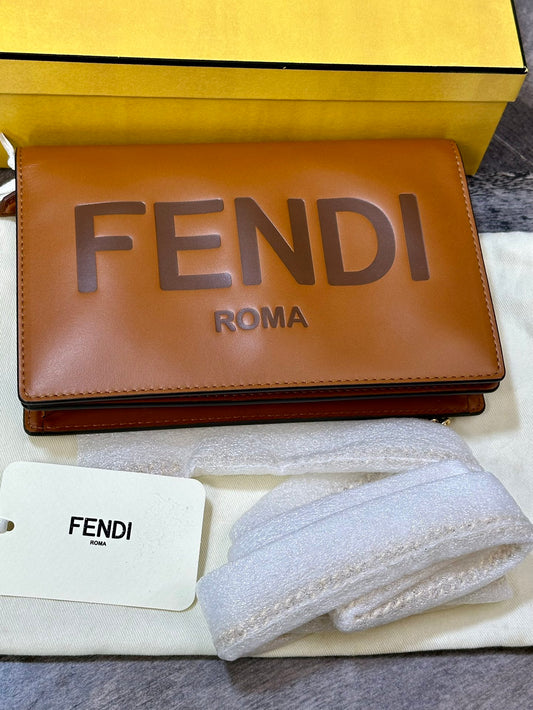 Fendi Brown Mini Chain Bag Shoulder Crossbody Bag