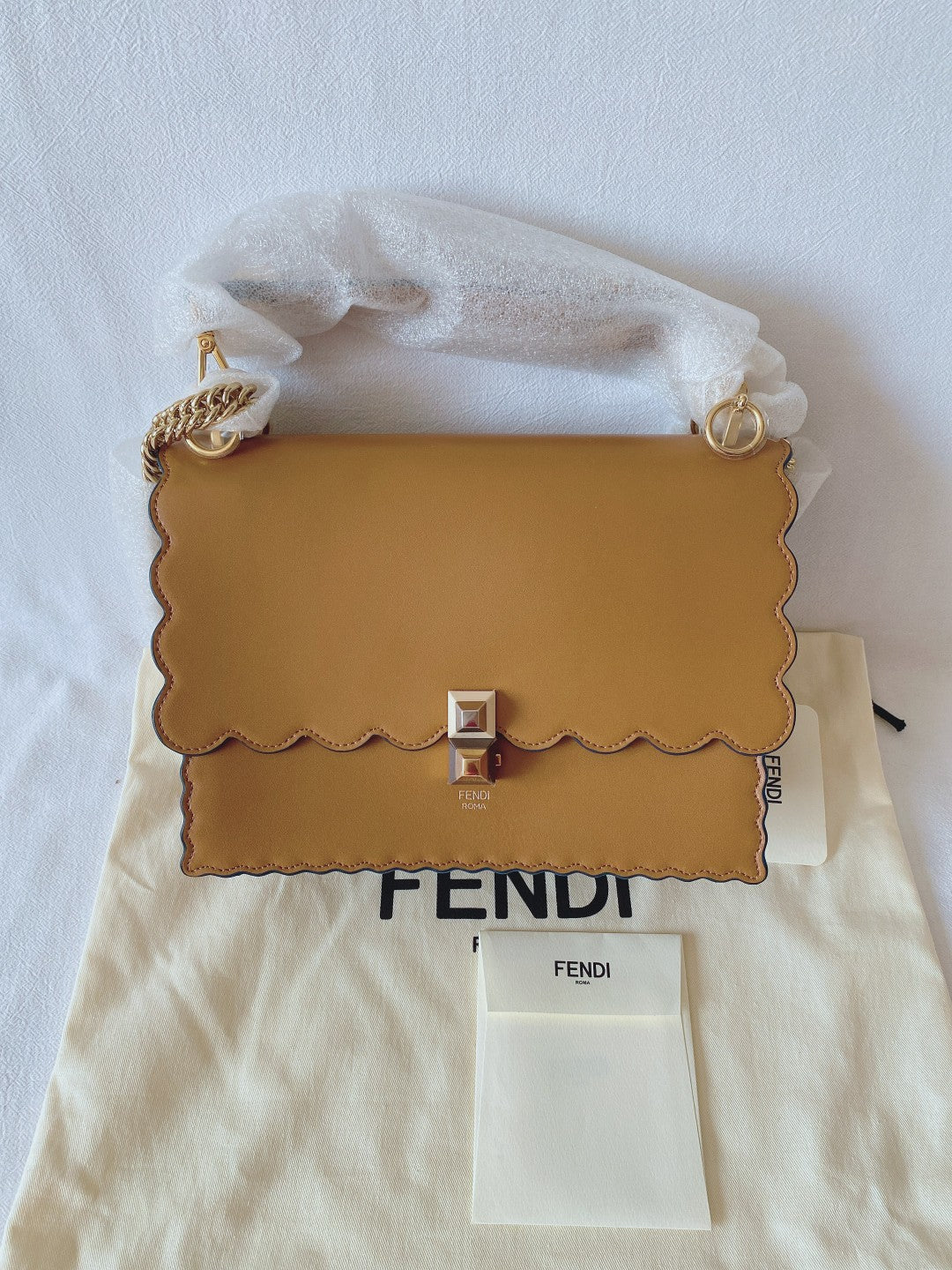 Fendi Kan I Hot Stamped Logo Chain Bag Shoulder Handbag