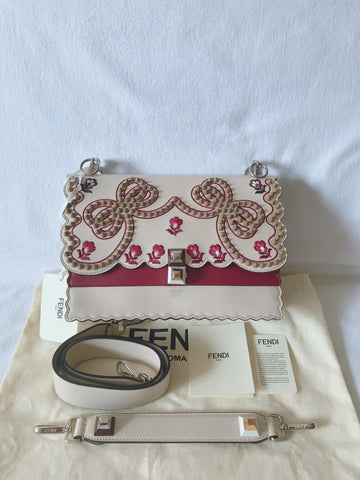 Fendi Kan I Rivet Embroidered Shoulder Handbag