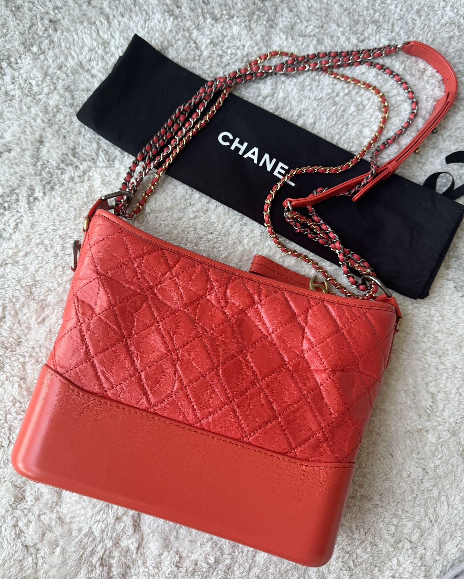 Chanel Gabrielle Pink Zipper Shoulder Handbag