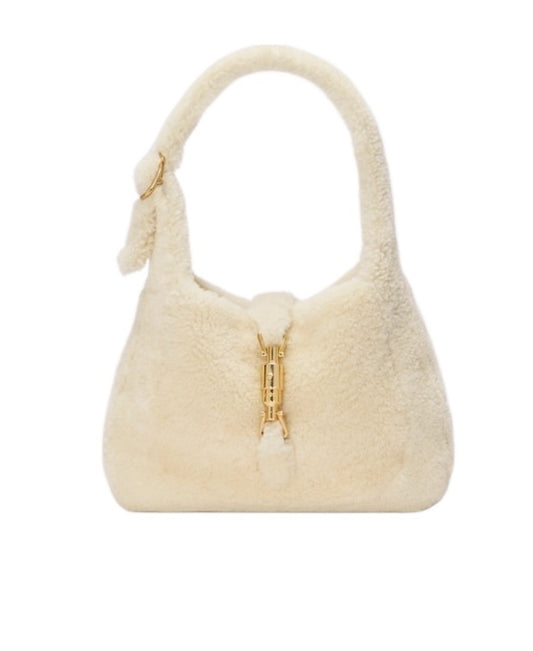 Gucci Jackie 1961 Gold Buckle White Shoulder Handbag