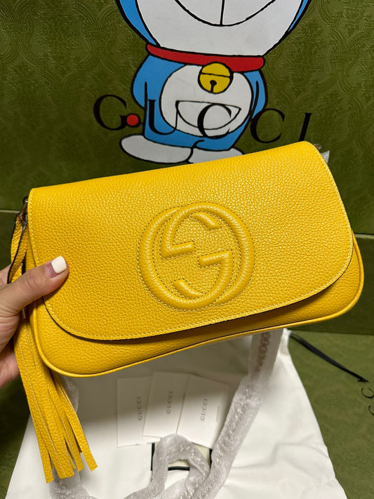 Gucci SOHO Yellow Letter Logo Shoulder Crossbody Bag