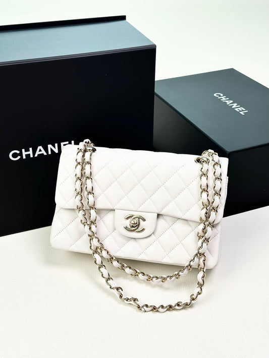 Chanel White Lychee Peel CF Gold Buckle Shoulder Crossbody Bag