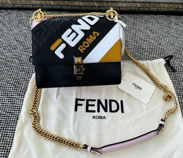 Fendi Kan I Rivet Embossed Logo Shoulder Handbag