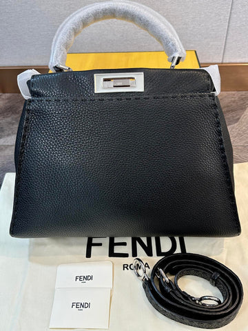 Fendi Peekaboo I SeeU Silver Button Quilted Organ Bag Shoulder Handbag