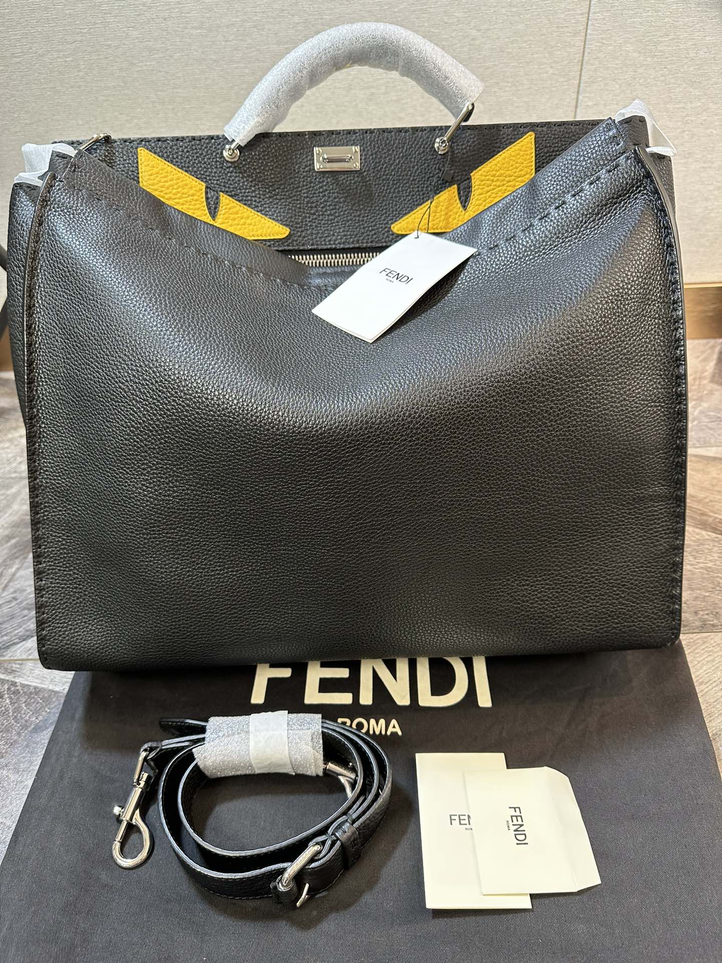 Fendi Peekaboo Devil's Eye Print Tote Bag Handbag