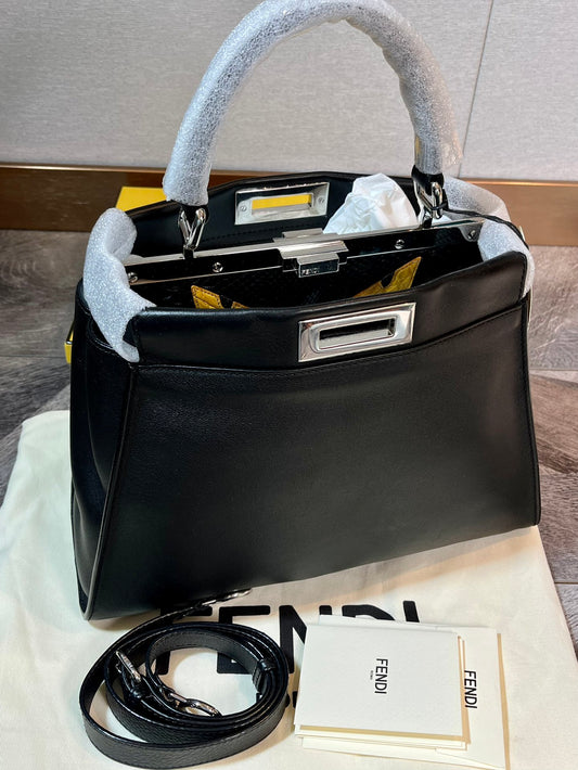 Fendi Peekaboo Black Medium Shoulder Handbag