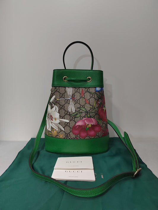 Gucci Ophidia Floral Print Bucket Bag Shoulder Bag