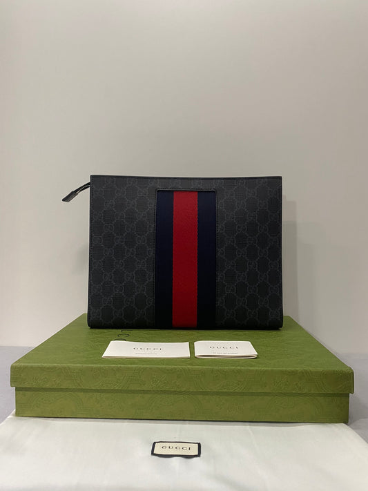 Gucci Supreme Striped Ribbon Black Handbag