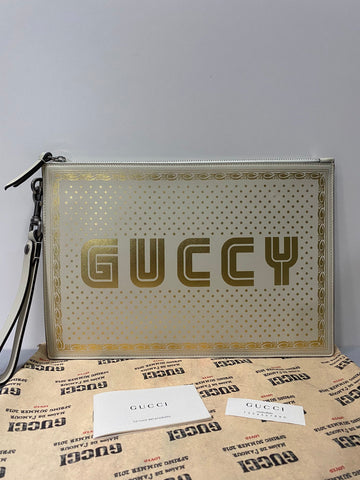 Gucci Gold Letter Logo White Handbag