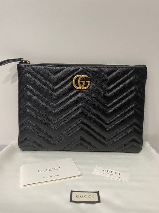 Gucci GG Black Marmont Gold Logo Handbag