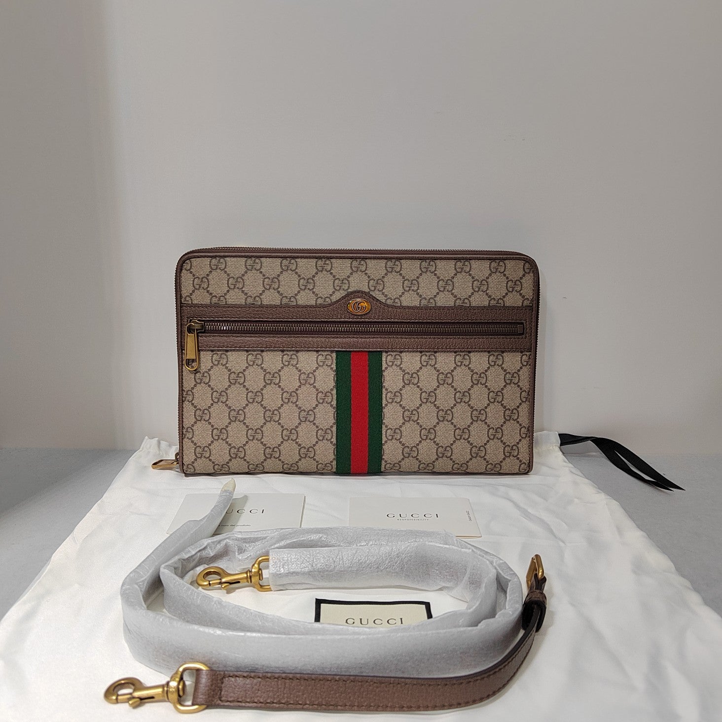 Gucci Ophidia Striped Woven Briefcase Shoulder Crossbody Bag