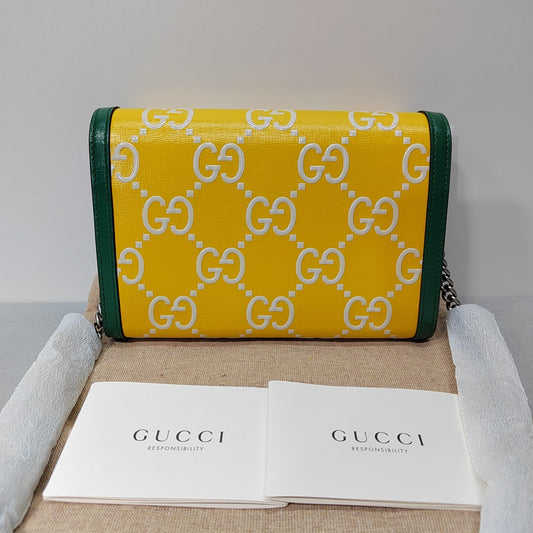 Gucci Yellow Green Colored Tiger Head Buckle Shoulder Crossbody