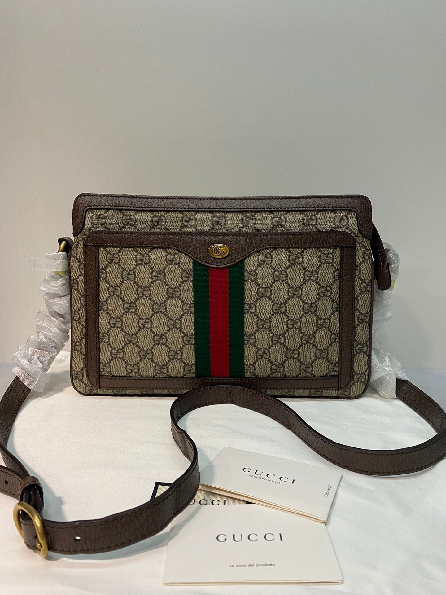 Gucci Ophidia Striped Ribbon Organ Bag Shoulder Crossbody Bag