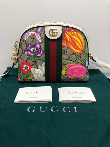 Gucci Ophidia Flora Flower Printed Shell Bag Shoulder Crossbody Bag