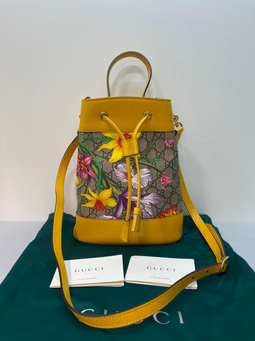 Gucci Ophidia Floral Printed Drawstring Bucket Bag Shoulder Handbag