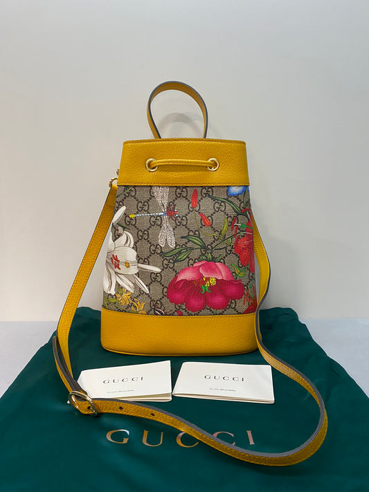 Gucci Ophidia Floral Printed Drawstring Bucket Bag Shoulder Handbag