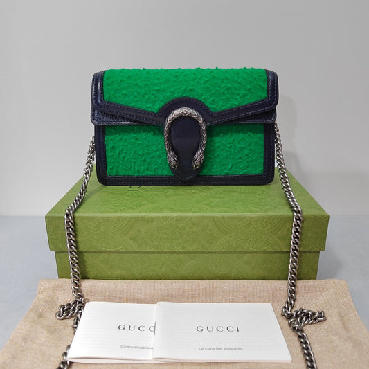 Gucci Dionysus Green Woolen Mini Shoulder Crossbody Bag