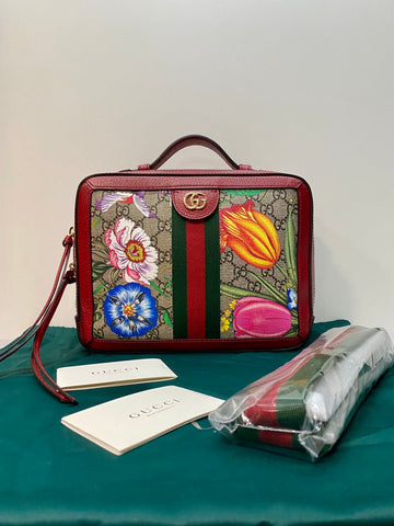 Gucci Ophidia Flora Printed Postman Bag Handheld Shoulder Bag