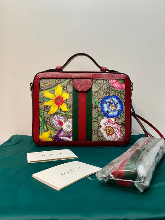 Gucci Ophidia Flora Printed Postman Bag Handheld Shoulder Bag