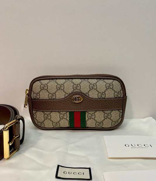 Gucci Ophidia Striped Ribbon Mini Waist Bag Chest Bag