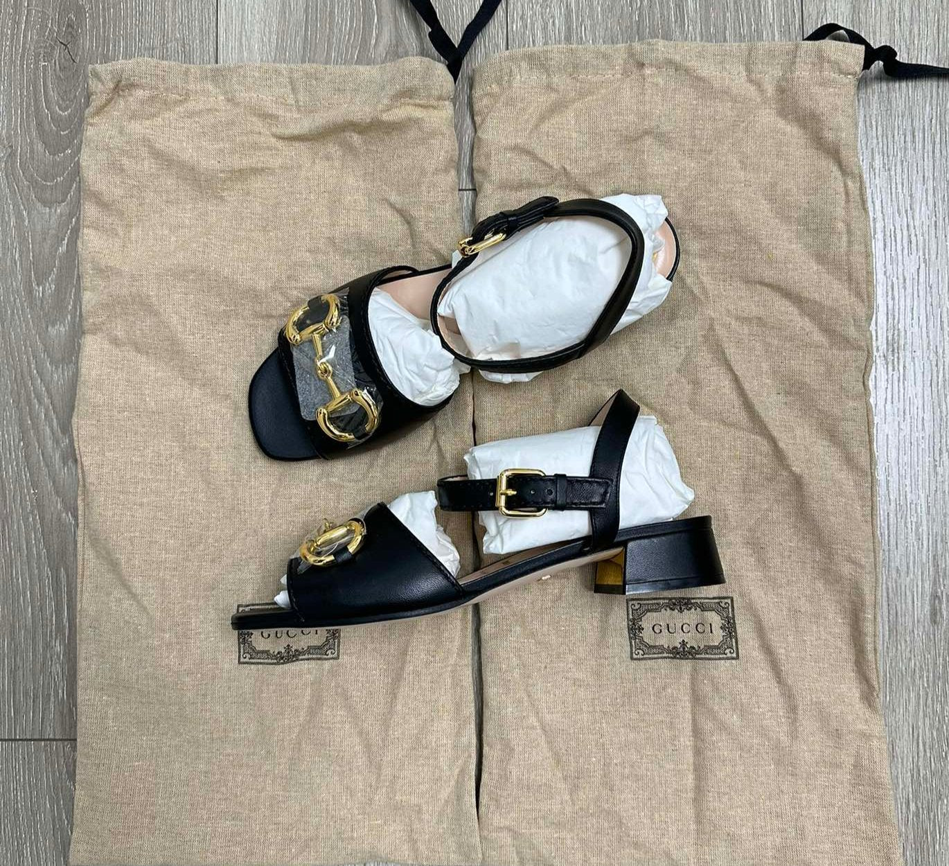 Gucci Horsebit Buckle Black Sandals