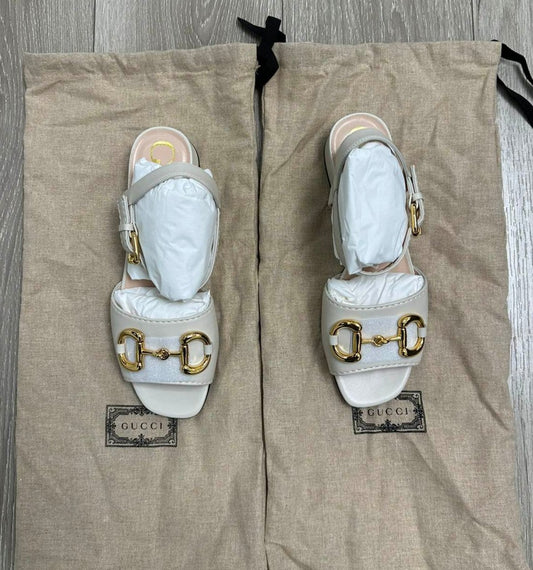 Gucci Horsebit Buckle White Sandals