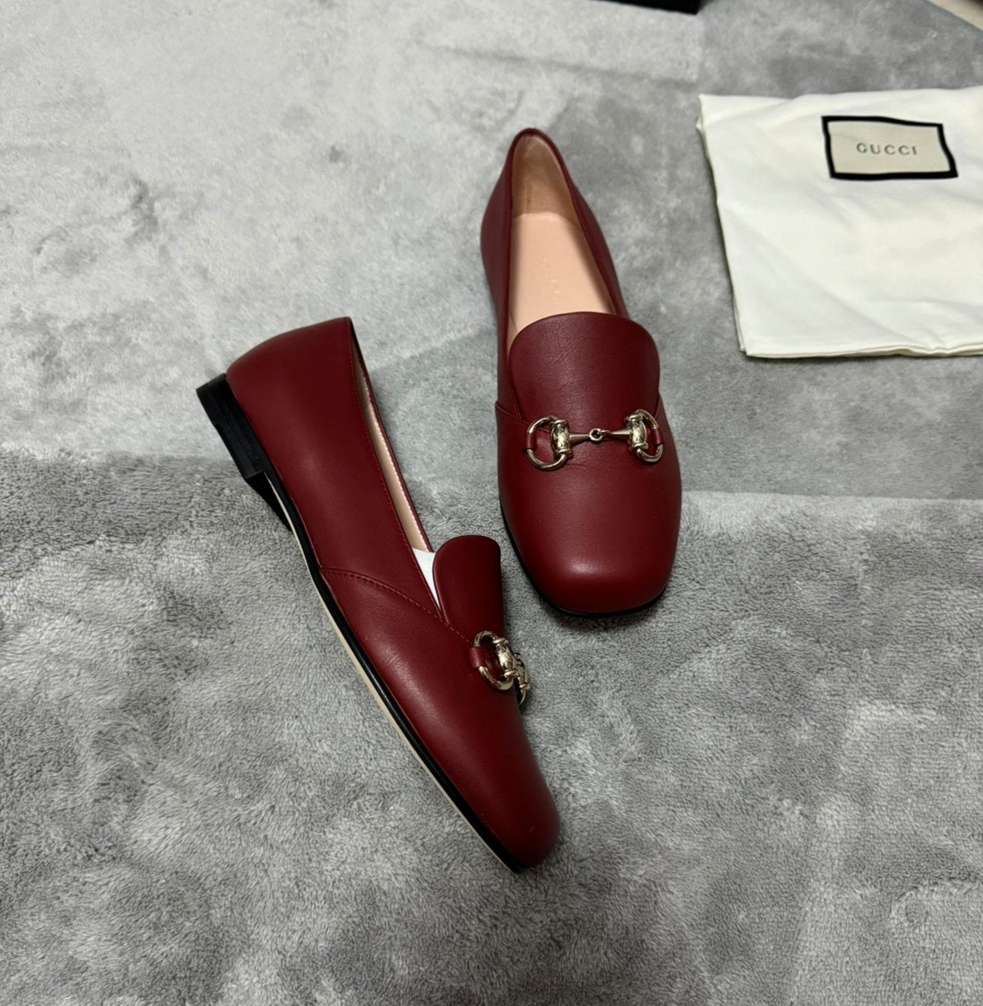 Gucci Red Horsebit Buckle Loafers EU35