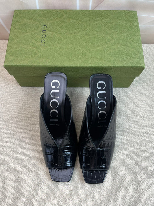 Gucci Crocodile Patterned Slippers