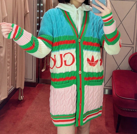 Gucci × Adidasl Co branded Women's Knitted Cardigan