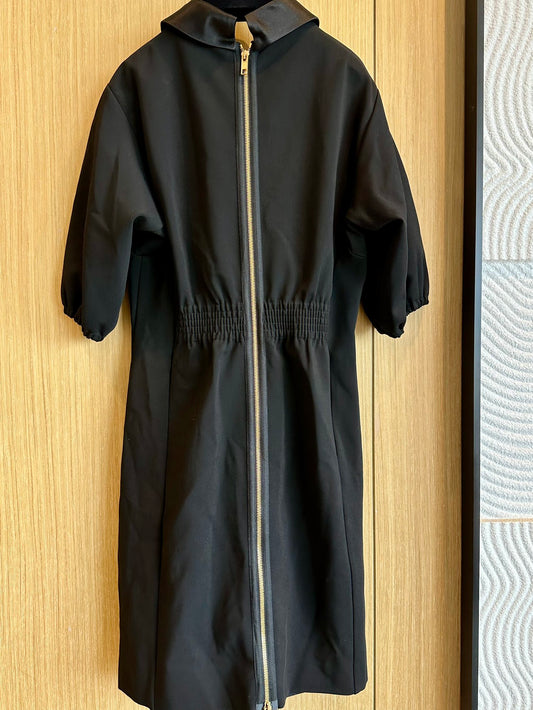 Gucci Black Flip Collar Zipper Dress