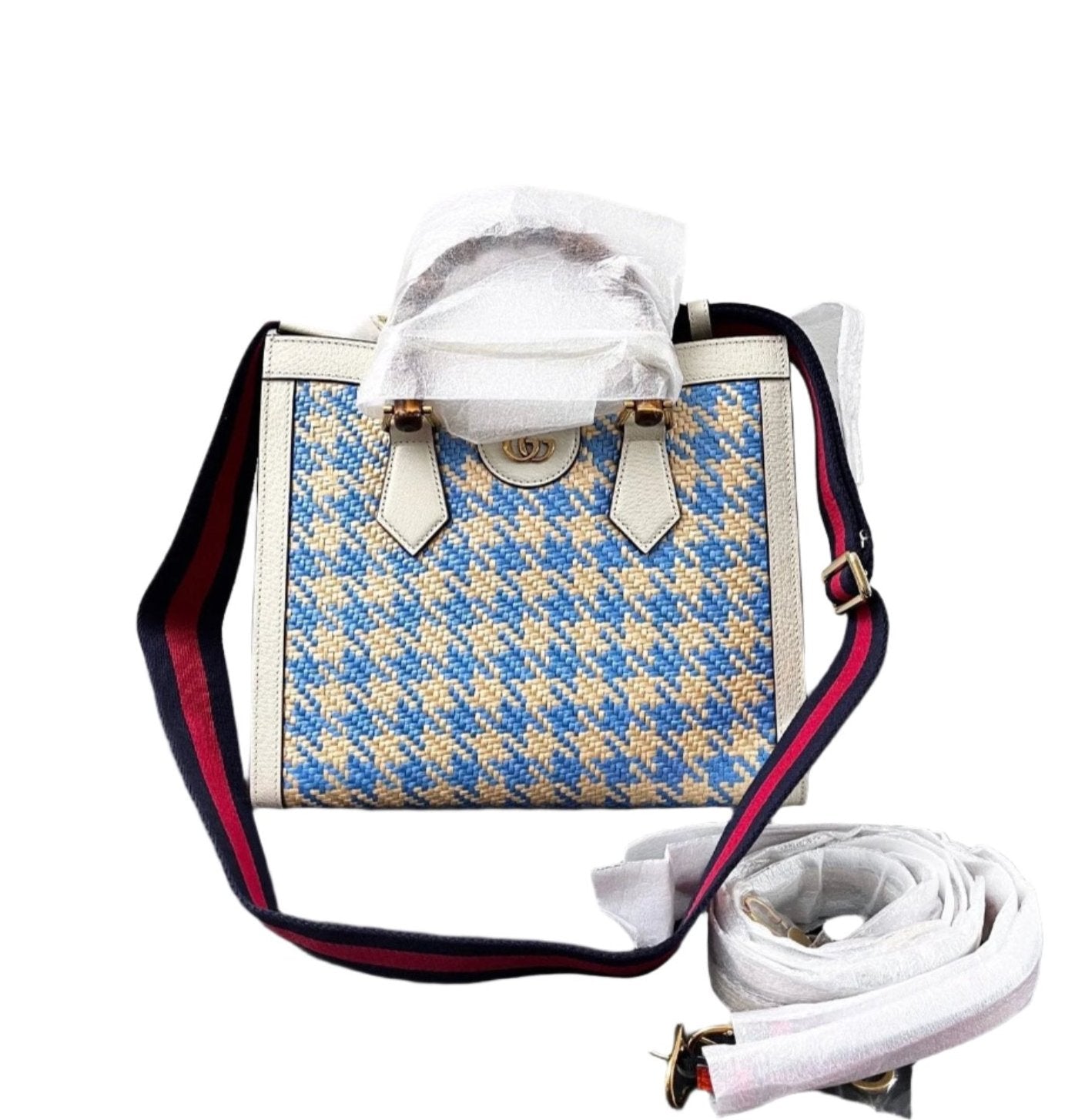Gucci Diana Bamboo Small Checkered Handle Shoulder Bag Handbag