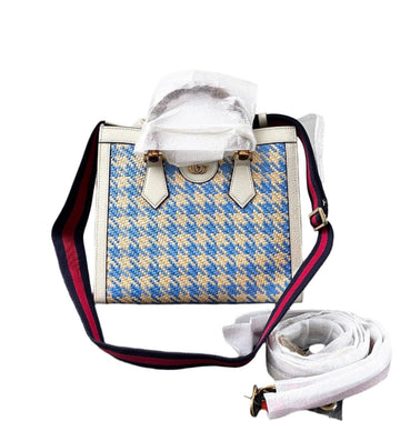 Gucci Diana Bamboo Small Checkered Handle Shoulder Bag Handbag
