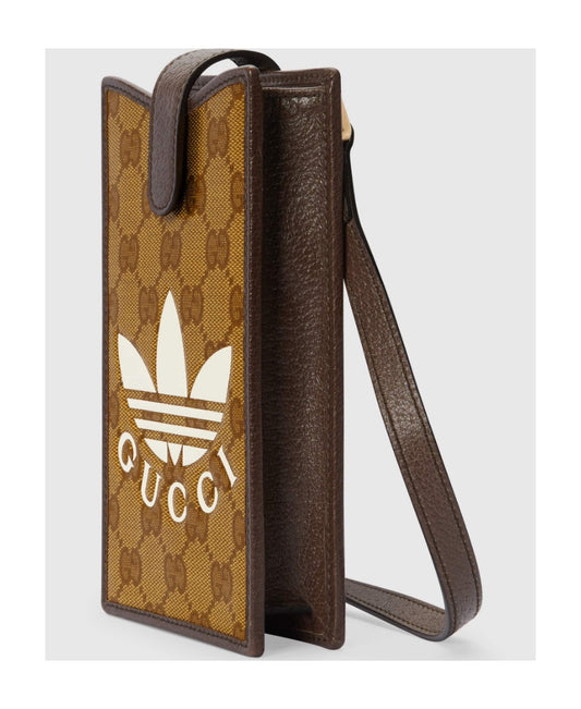 Gucci × Adidas Supreme Printed Logo Brown Shoulder Crossbody Bag