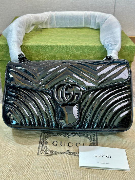 Gucci GG Marmont Black Flip Chain Bag Crossbody Shoulder Bag