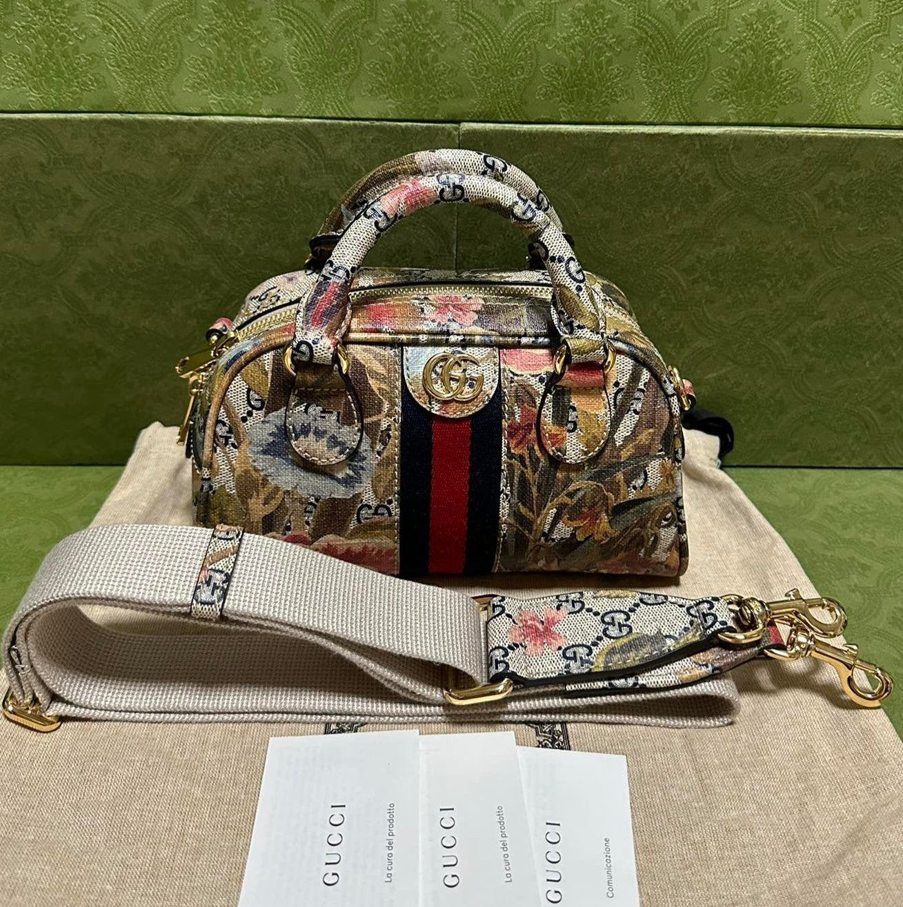 Gucci Ophidia Flower Pattern Mini Shoulder Handbag