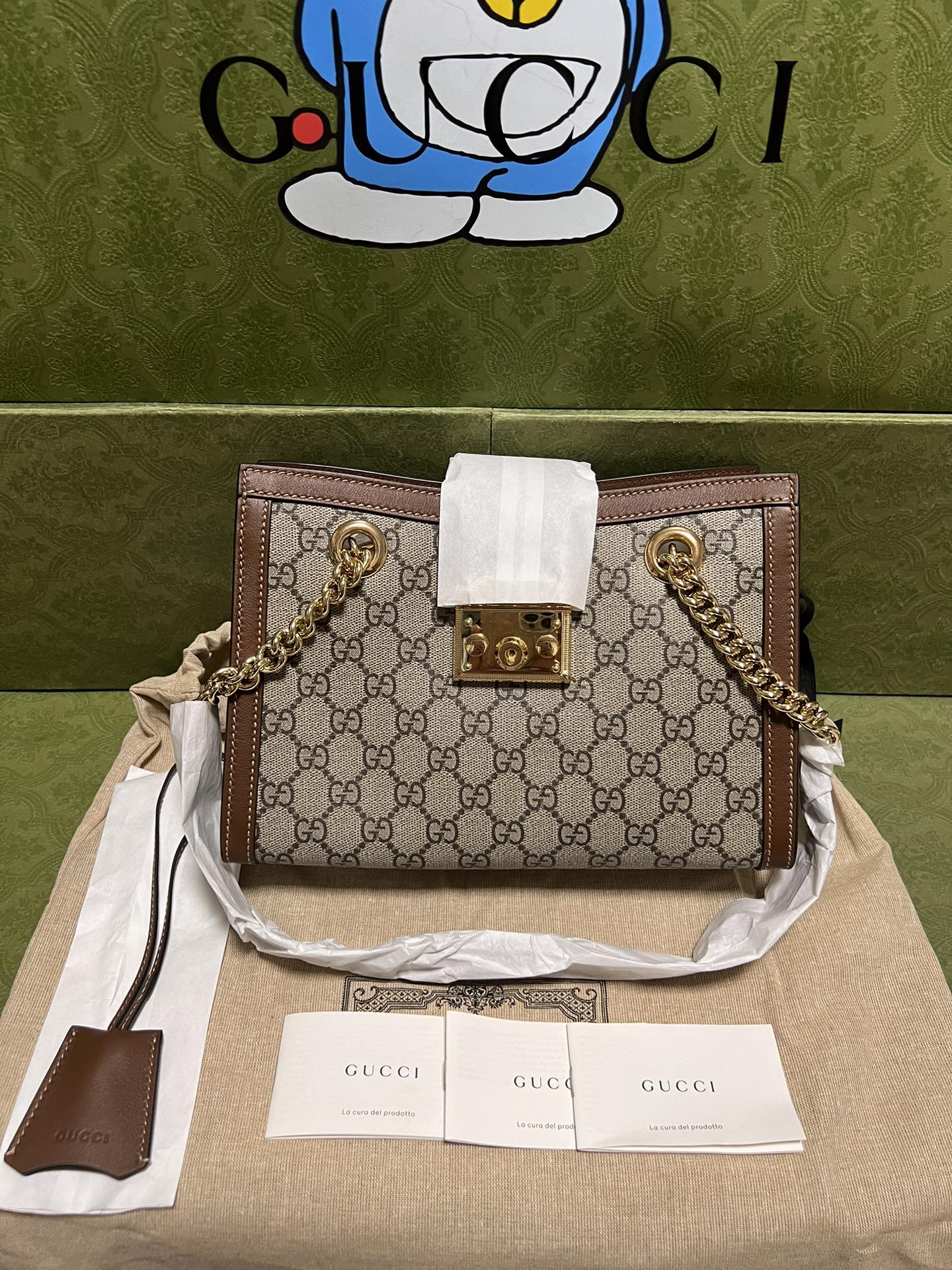 Gucci Supreme Padlock Tote Bag Chain Bag Shoulder Crossbody Bag