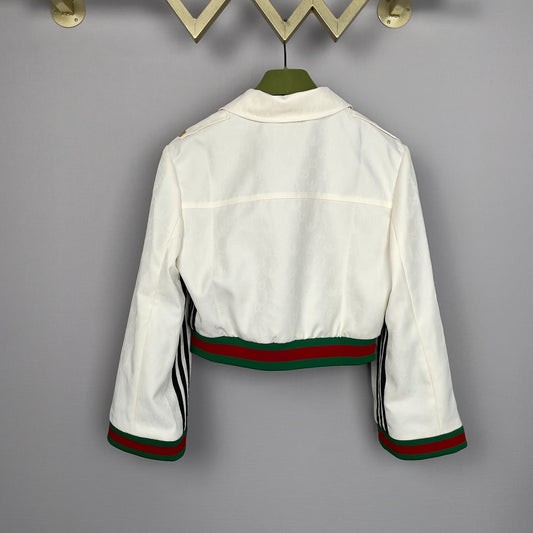 Gucci × Adidas Co branded Polo Collar Long Sleeved Jacket Coat