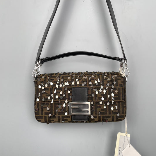 Fendi FF Baguette Sequin Shoulder Handbag