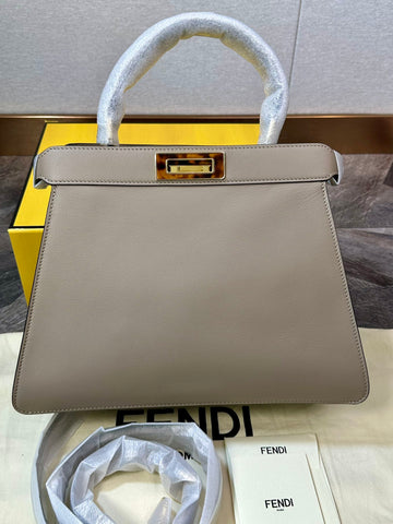 Fendi Peekaboo I See U Grey Organ Pattern Shoulder Handbag