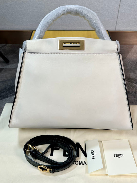 Fendi Peekaboo Medium White Shoulder Handbag