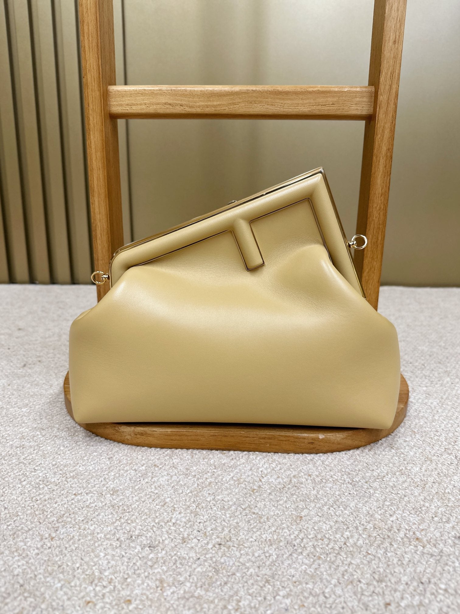 Fendi First Yellow F-Shaped Buckle Handbag Crossbody Bag