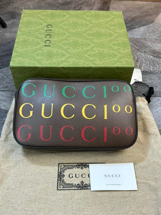 Gucci Brown Letter Printed Waist Bag Chest Bag