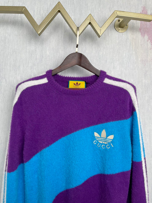 Gucci × Adidas Co branded Round Neck Long Sleeved Sweater