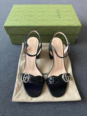 Gucci GG Logo Slingback Pumps Black EU36